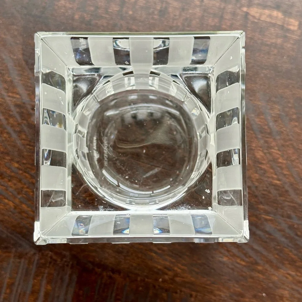 Vera Wang Wedgwood Vintage Crystal Votive Candle Holder 3.5” Modern Stripe